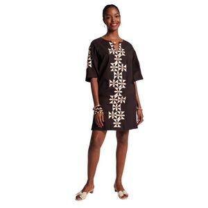 Frances Valentine Charming Kaftan embroidered mini dress with pockets